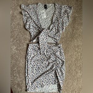 Floral Print Women's Skirt Set